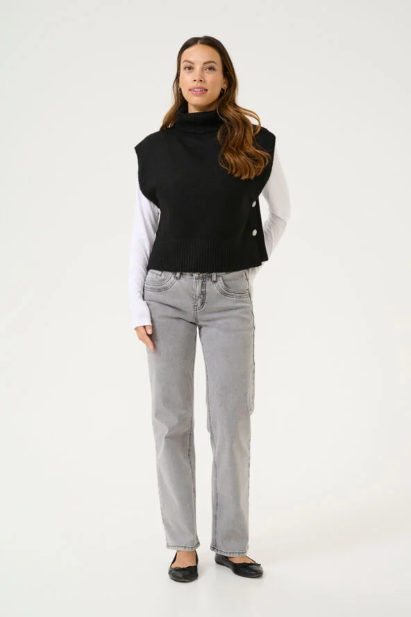 Cream CRGinger Knit Slipover Pitch black