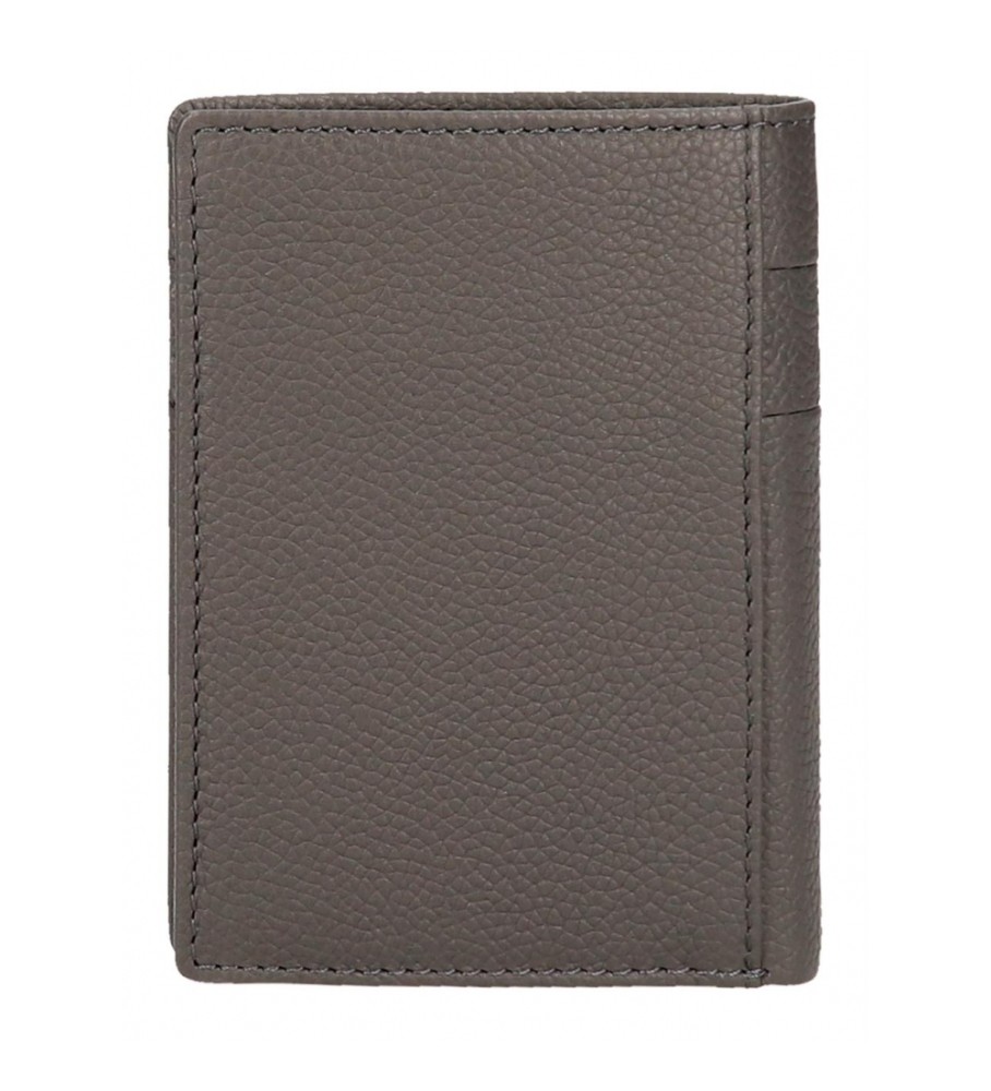 Carteira Pepe Jeans Vertical Checkbox em couro com porta-moedas, cinza