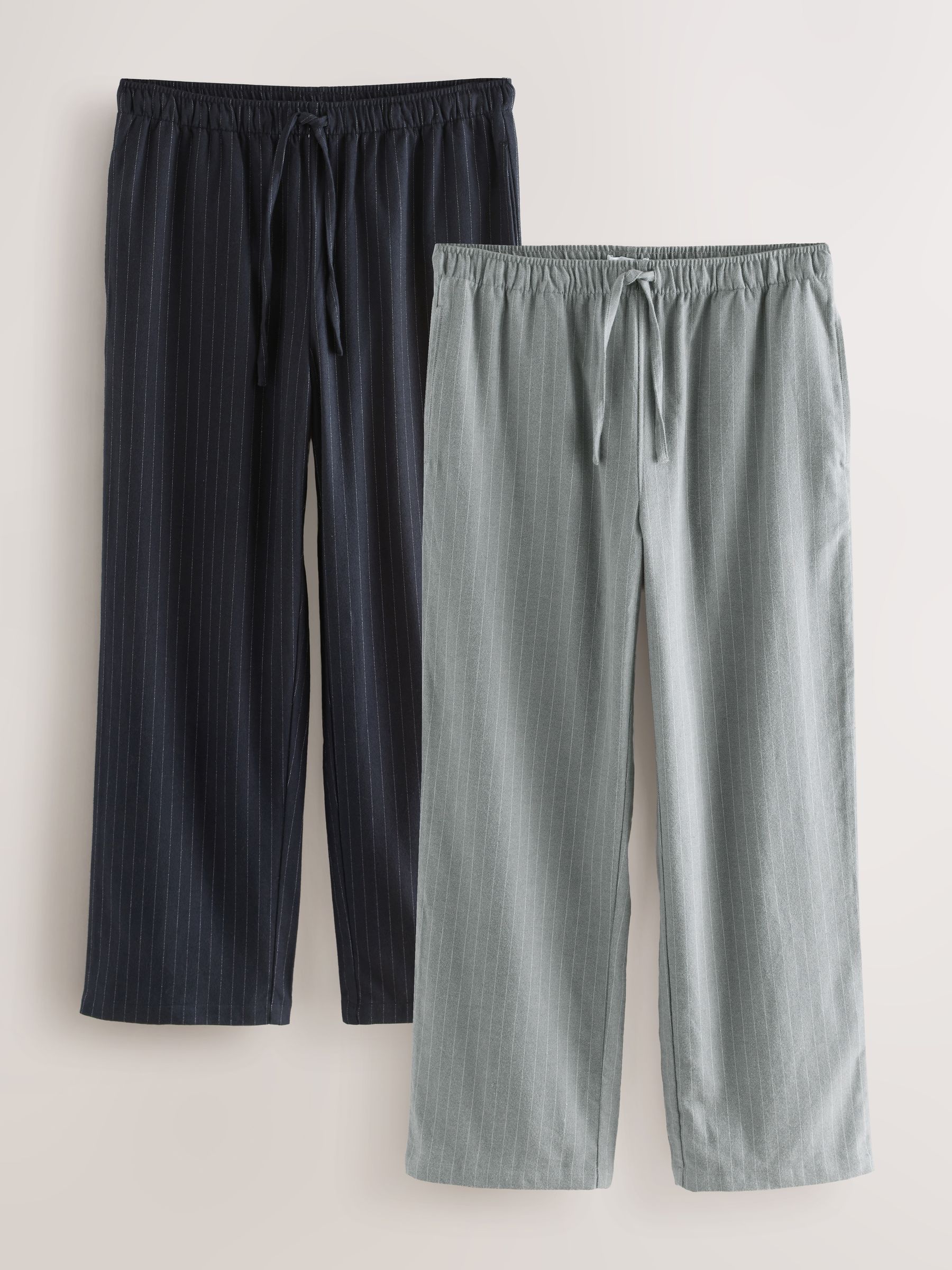 Grijs/Naturel Strepen - Geweven pyjamabroeken 2 pack