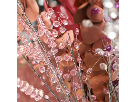 Branche de fleurs en verre rose 90 cm