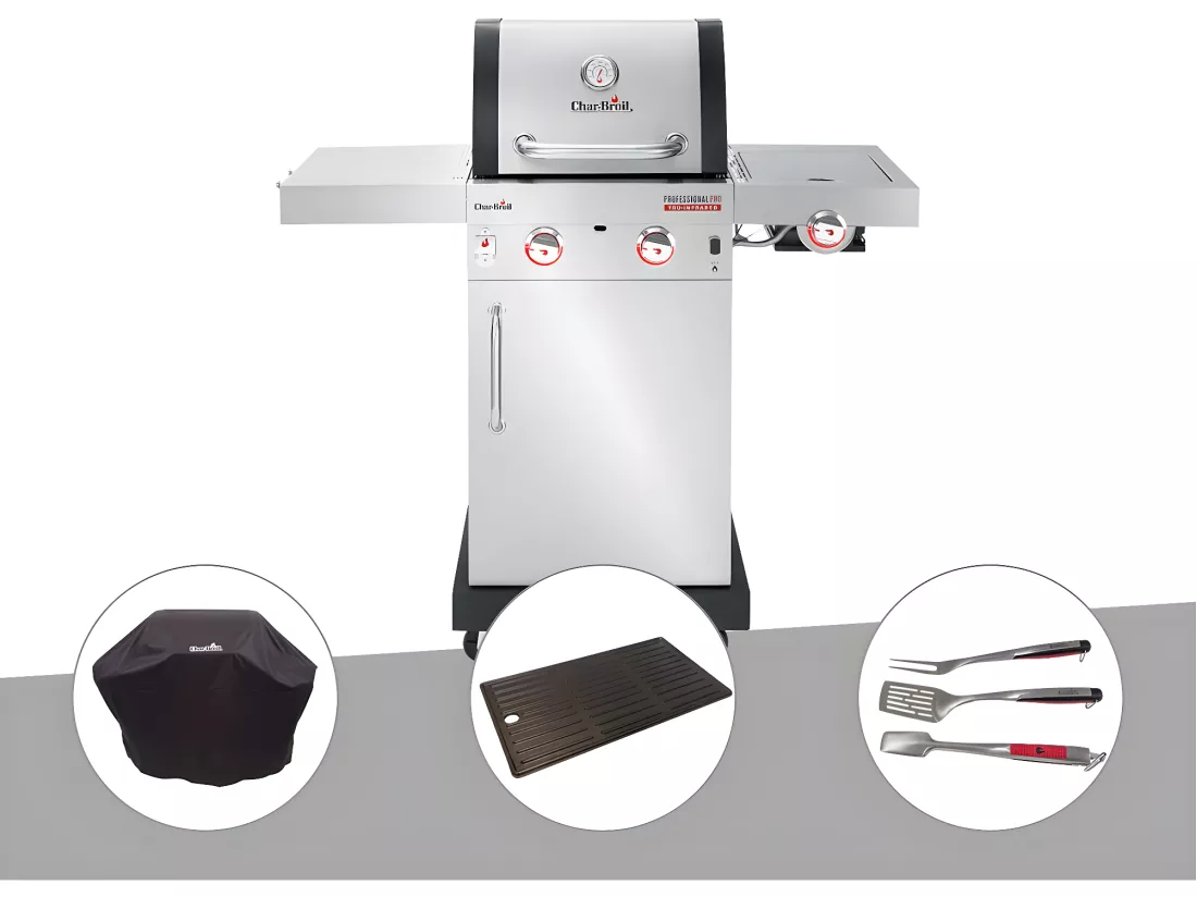 Barbecue à gaz Professional Pro S 2 + Housse de protection + Plancha + Kit 3 ustensiles - Char-Broil