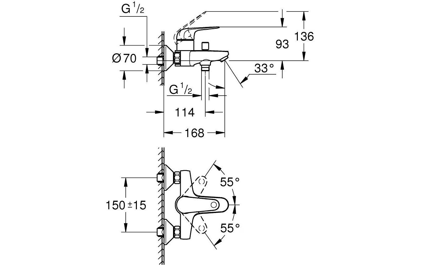 Einhand-Wannenbatterie Swift 1/2