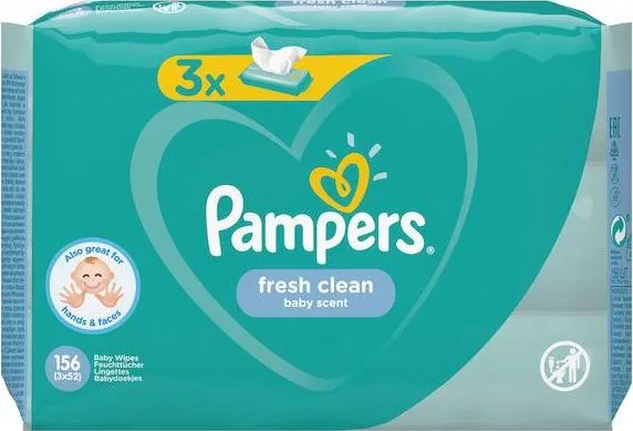 Pampers Fresh Clean 81688041, Vådservietter til baby, Dermatologisk testet, Allergivenlig, Neutral pH