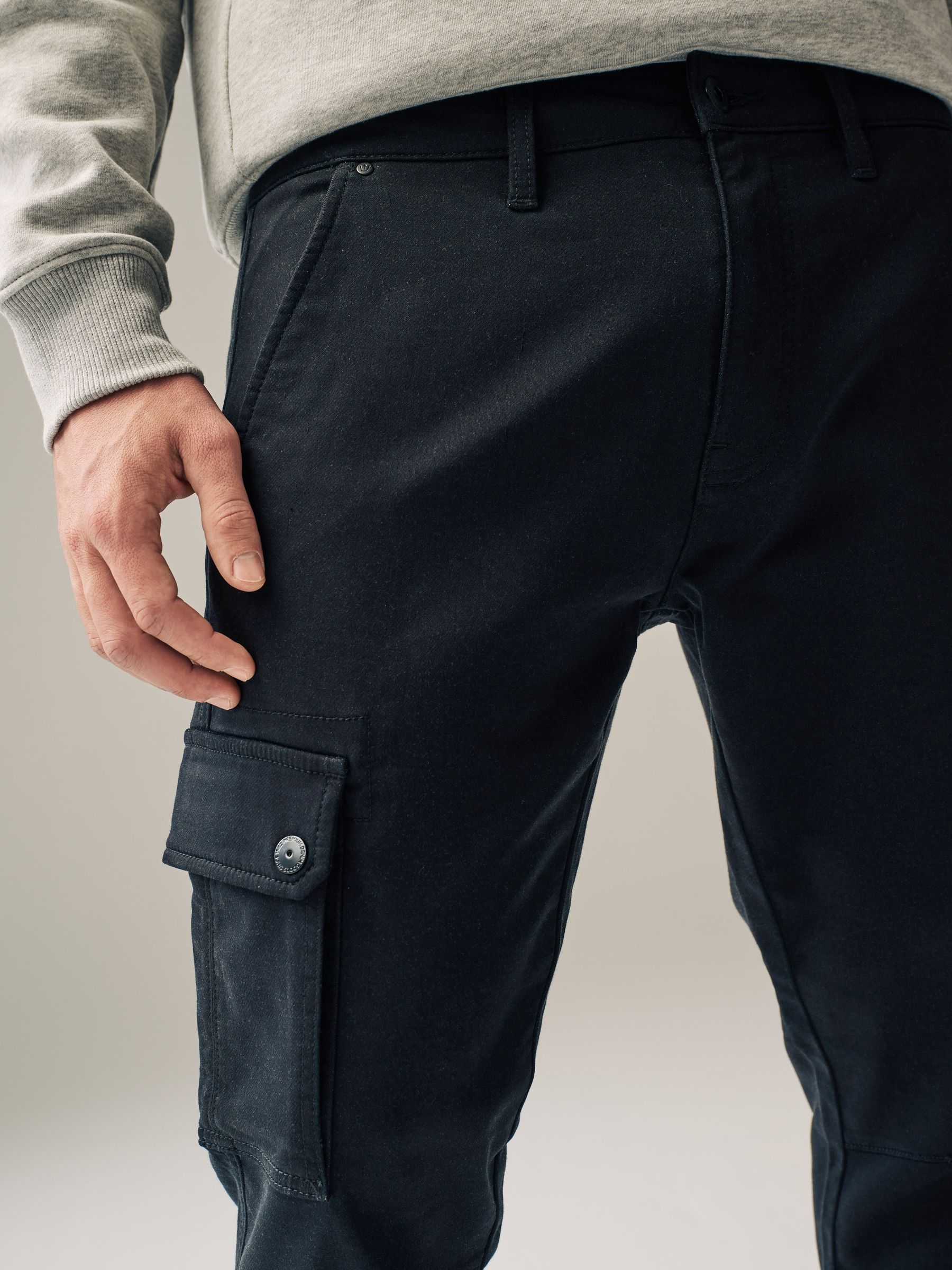 Zwart - Motion Flex cargobroek met stretch