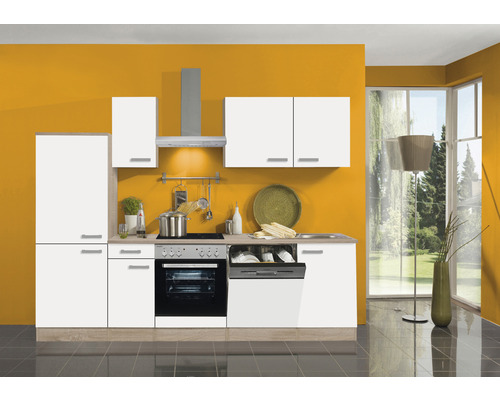 Optifit keukenblok met apparatuur Zamora214 270 cm wit mat gedemonteerde variant omkeerbaar KPZM 2742DE-9+