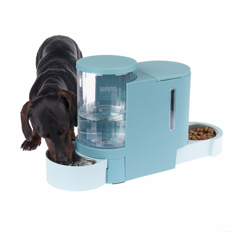 Distributeur d'eau et de nourriture TIAKI, bleu clair