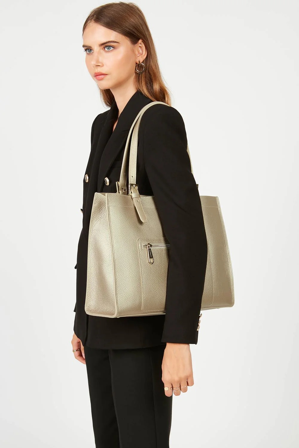 Foulonné Double-Grand sac cabas épaule