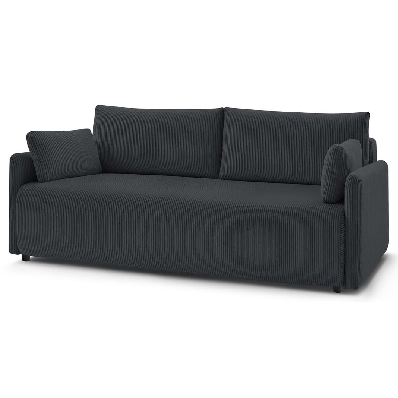 Bobochic Canapé convertible coffre marcel velours côtelé gris foncé  - 211x100x86 cm