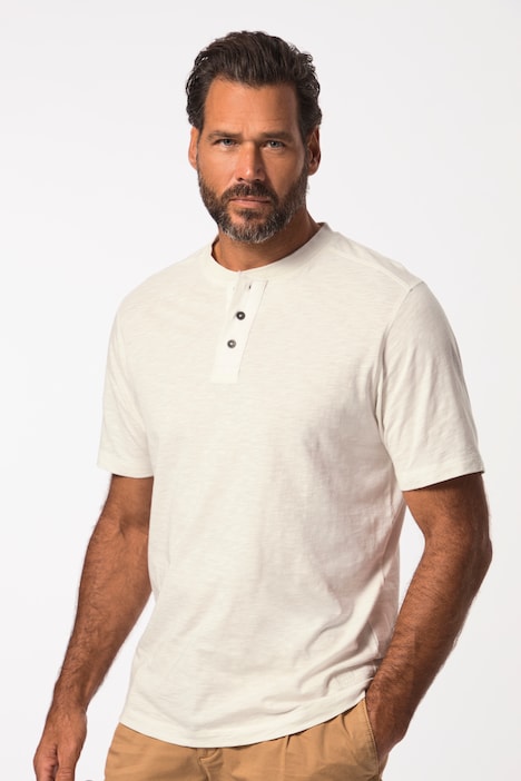 Henley, Halbarm, Rundhals mit Knopfleiste, bis 8 XL