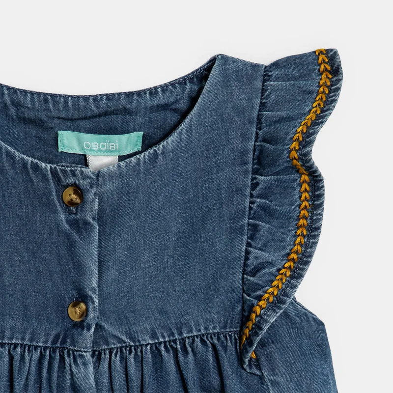 Robe en denim doux bleu bébé fille Bleu
