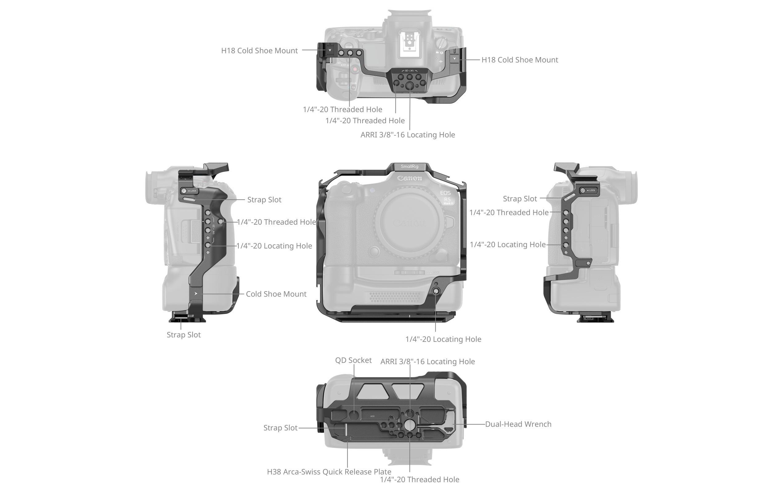 Cage for EOS R5 Mark II with Cooling Fan<br>Schutzgehäuse mit Kühlventilator für EOS R5 Mark II