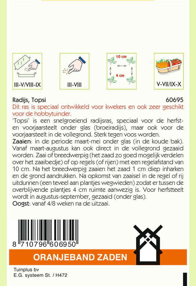 Oranjeband zaden Radijs Topsi - Groentezaden