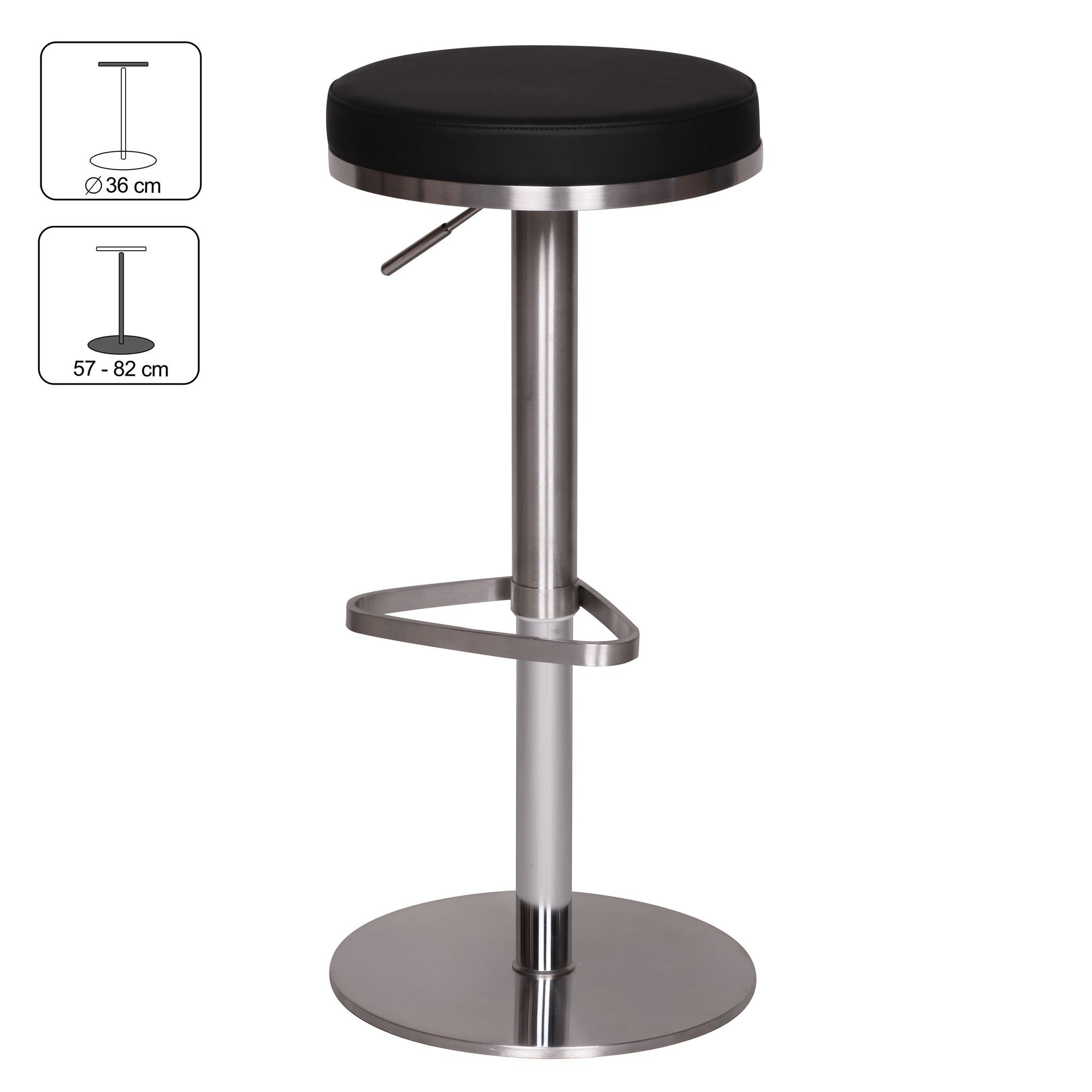 KADIMA DESIGN Barhocker ELBE, höhenverstellbar, gepolsterte Sitzfläche, Triangel Fußablage, max. 110 kg Belastung