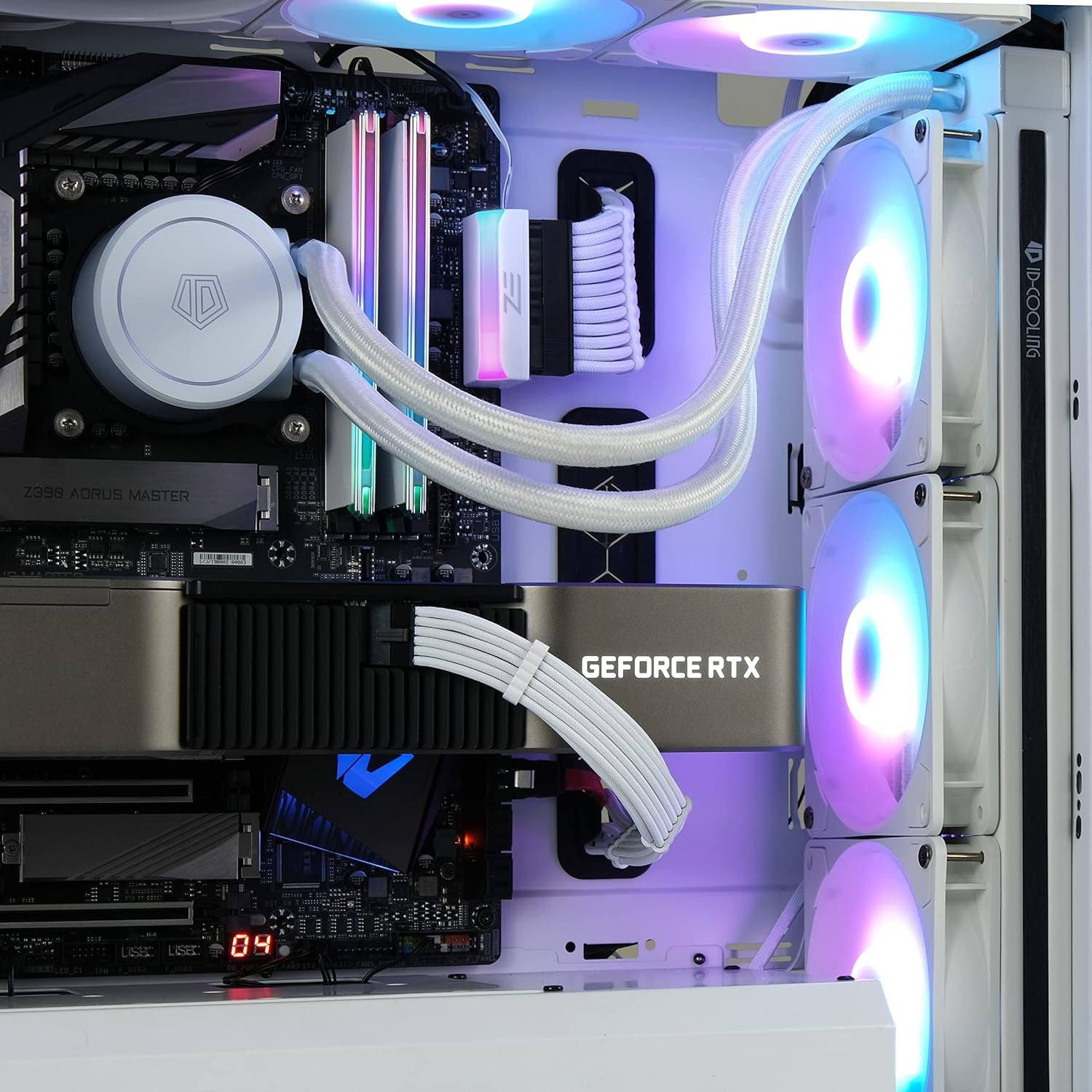 ATX 24-Pin 90 Grad Winkel Stecker Adapter Stromanschluss mit ARGB für Motherboard / Mainboard - Weiss