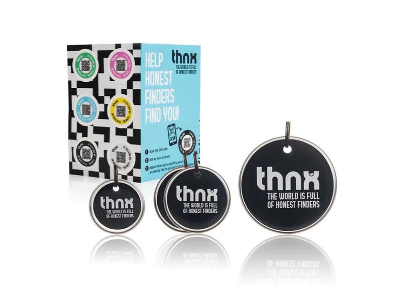 thnxtags Smart Travel Pack XL Schwarz Smart Tag-Set mit kostenloser und benutzerfreundlicher App