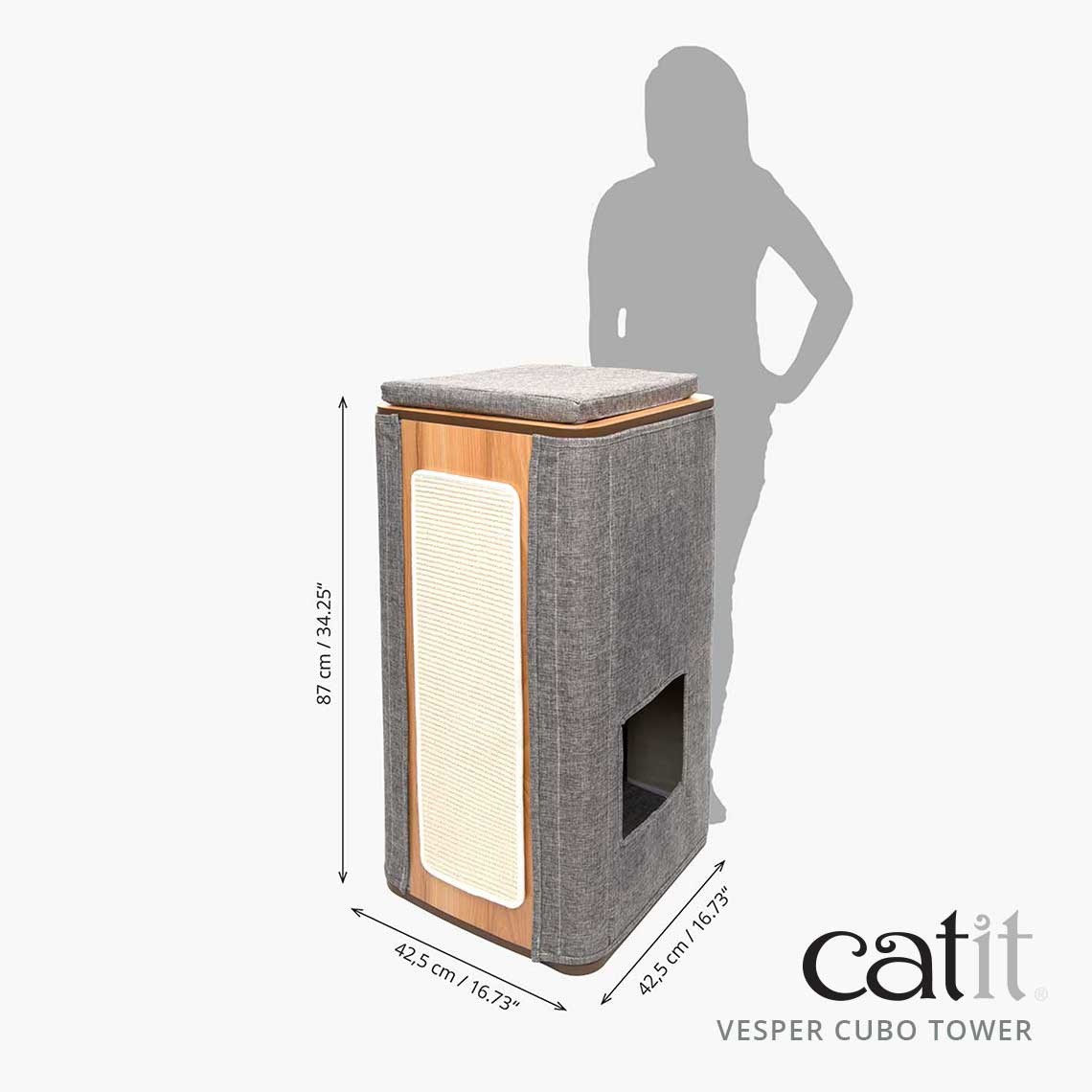 Arranhador Catit Tower Cube, cinza