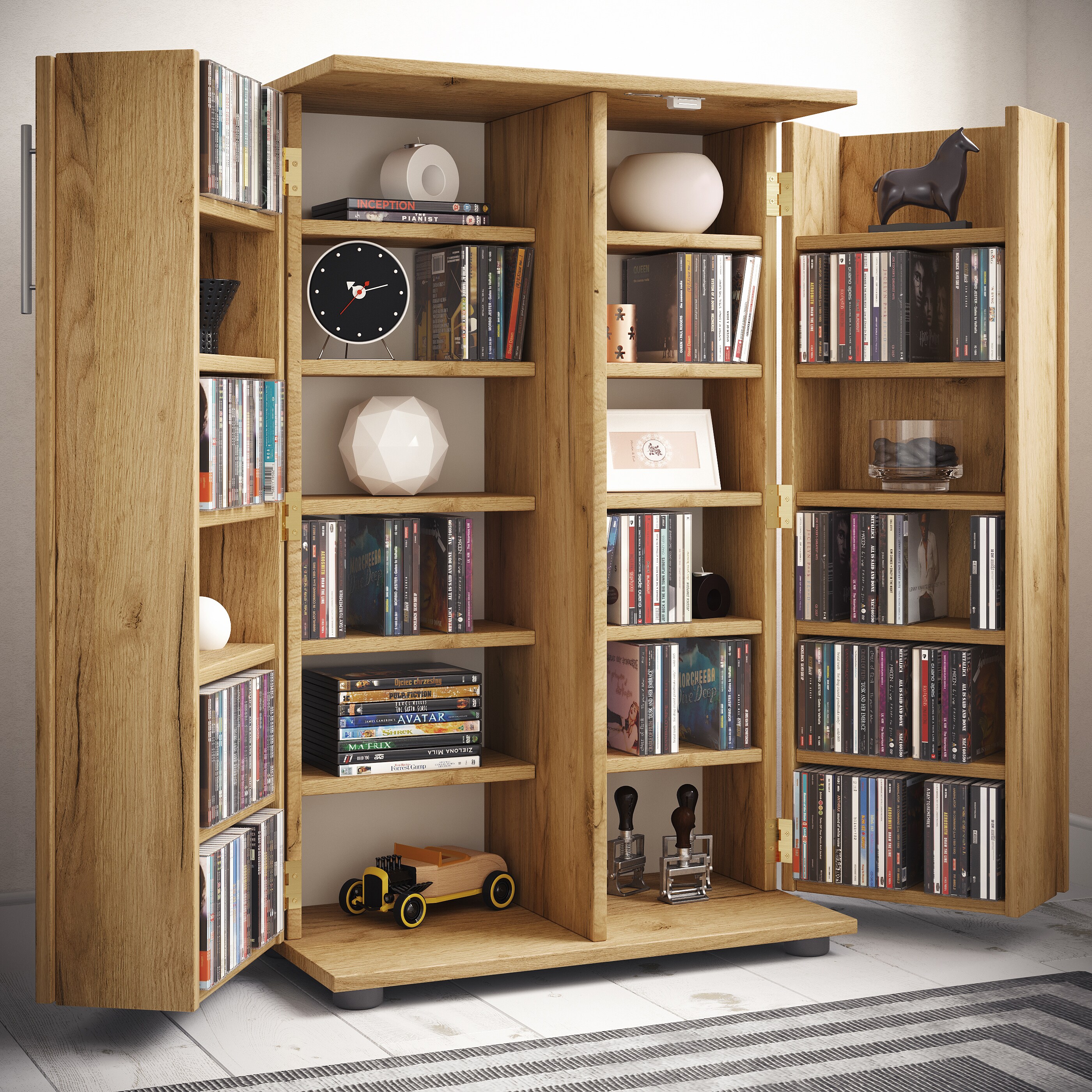 VCM Holz CD DVD Stand Regal Schrank Aufbewahrung Standregal Ständer Engalo XL