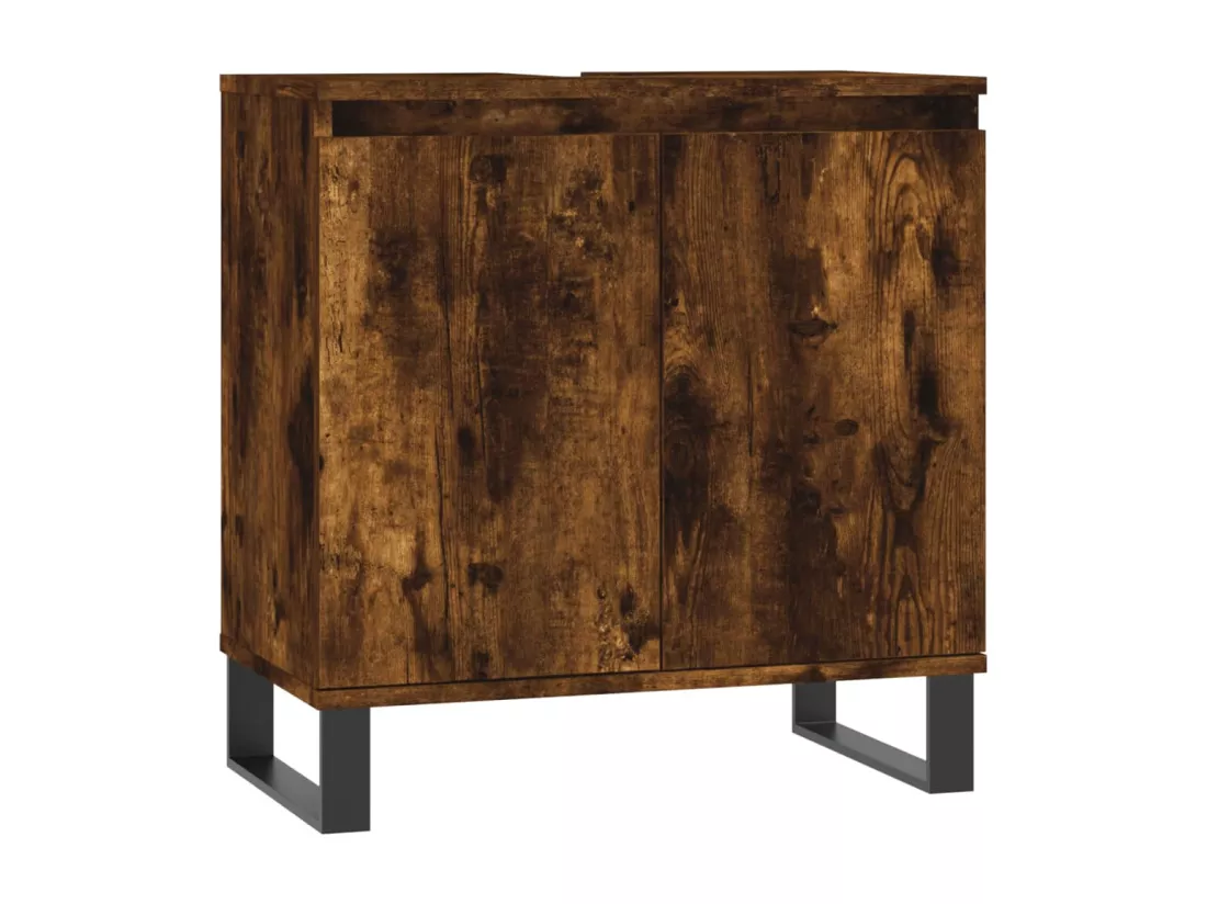 Armoire de bain chêne fumé 58x33x60 cm bois d'ingénierie