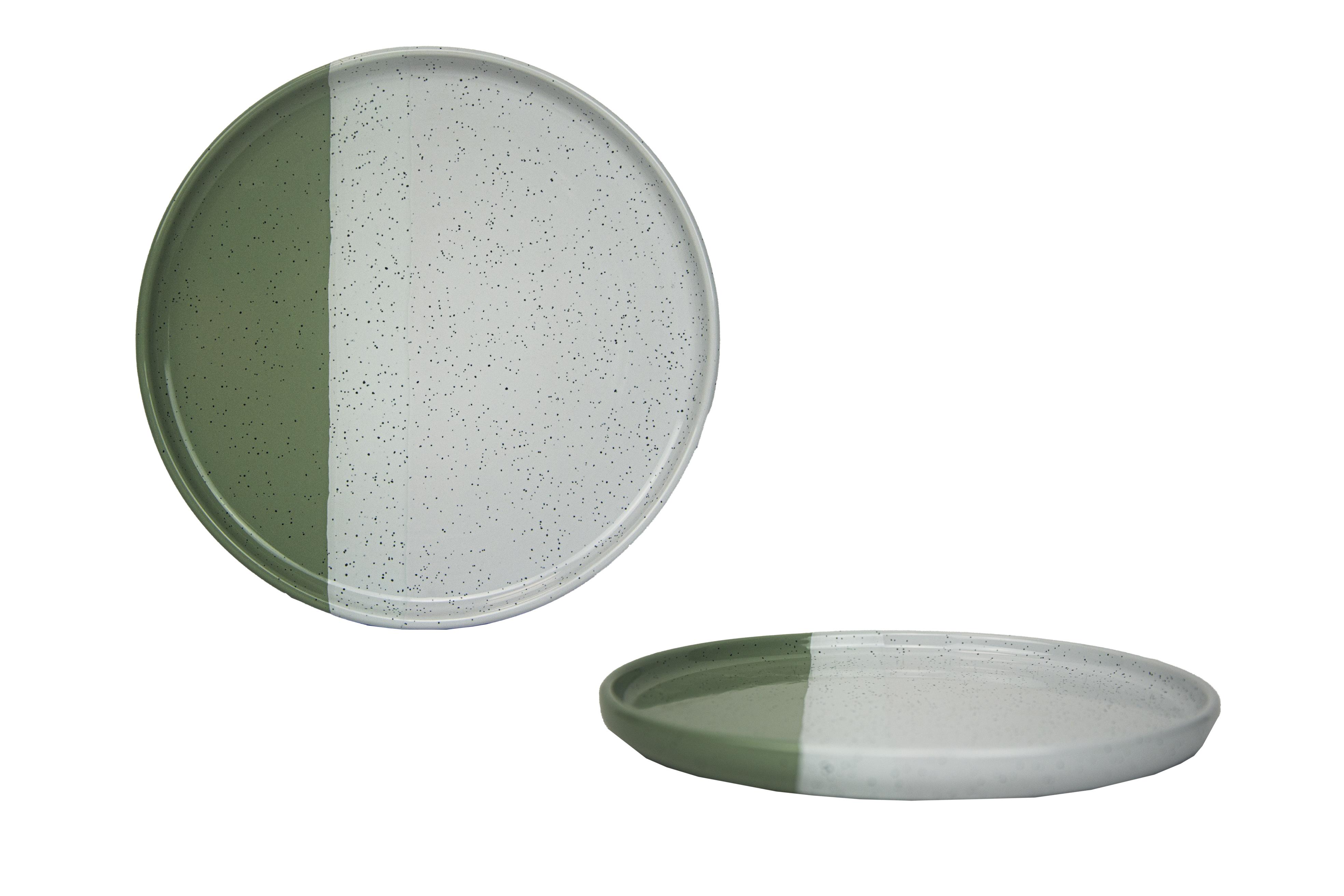ASSIETTE A DESSERT GEO 21CM VERT GRES