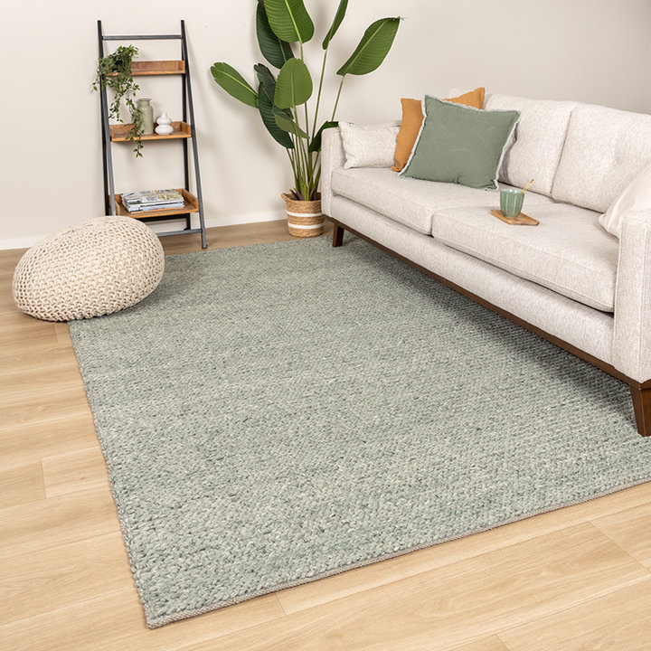 Wollen vloerkleed - Twist Groen | Visgraat motief