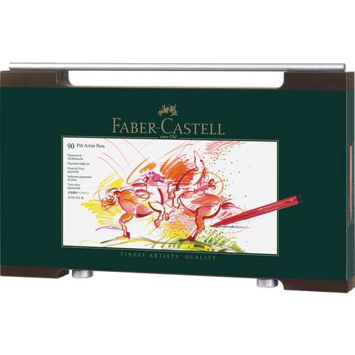 FABER-CASTELL PITT Artist Pen - 90er-Set im Holzkoffer