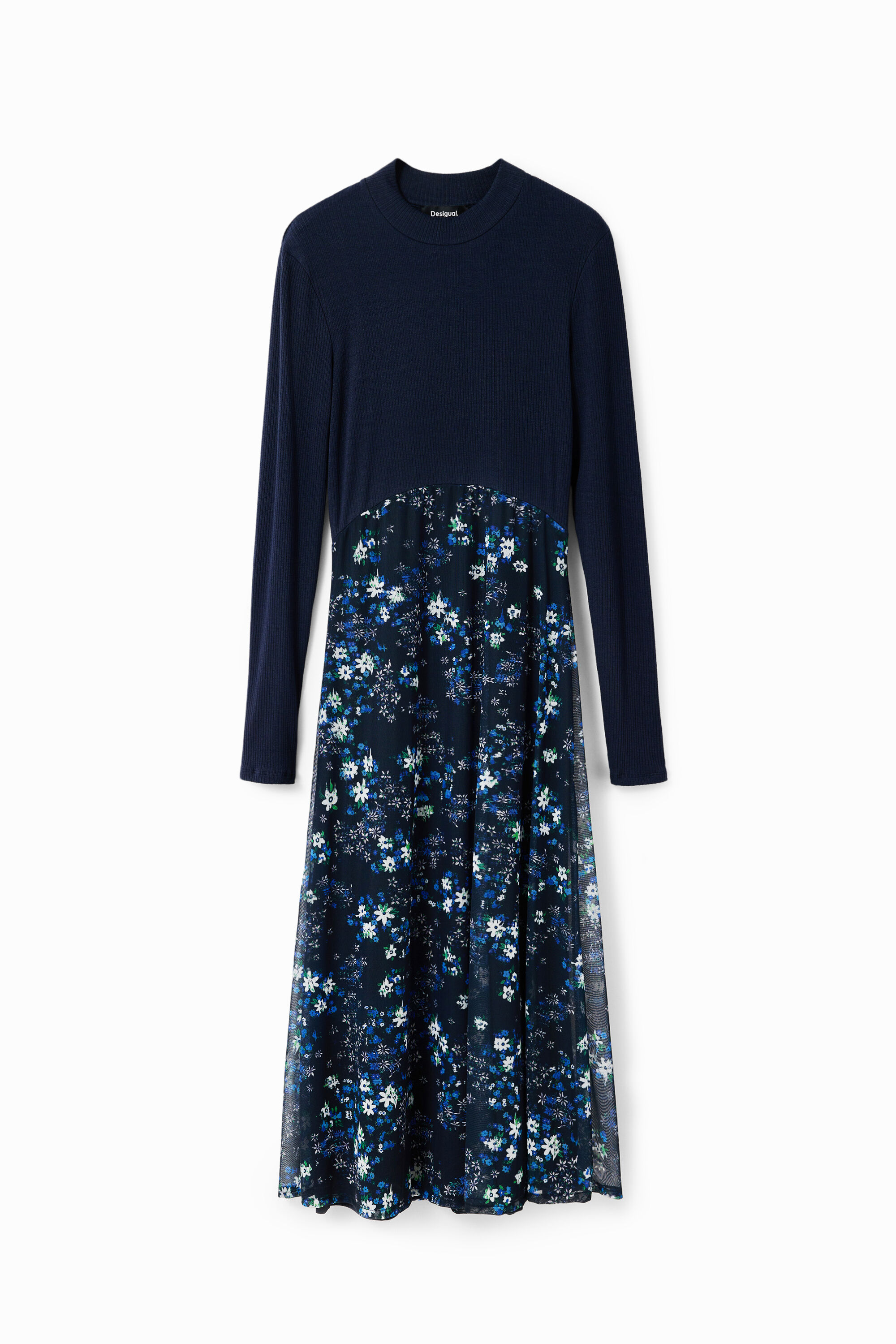 Robe midi combinée fleurs