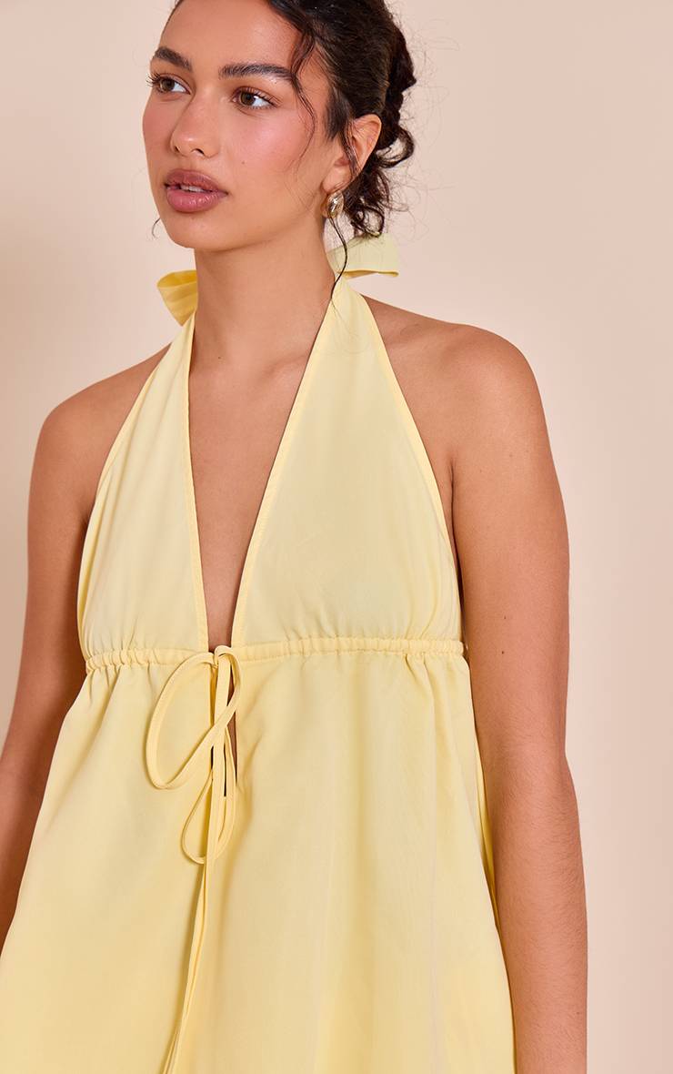 Citron Top Licou Dos Noué En Tissu Tissé