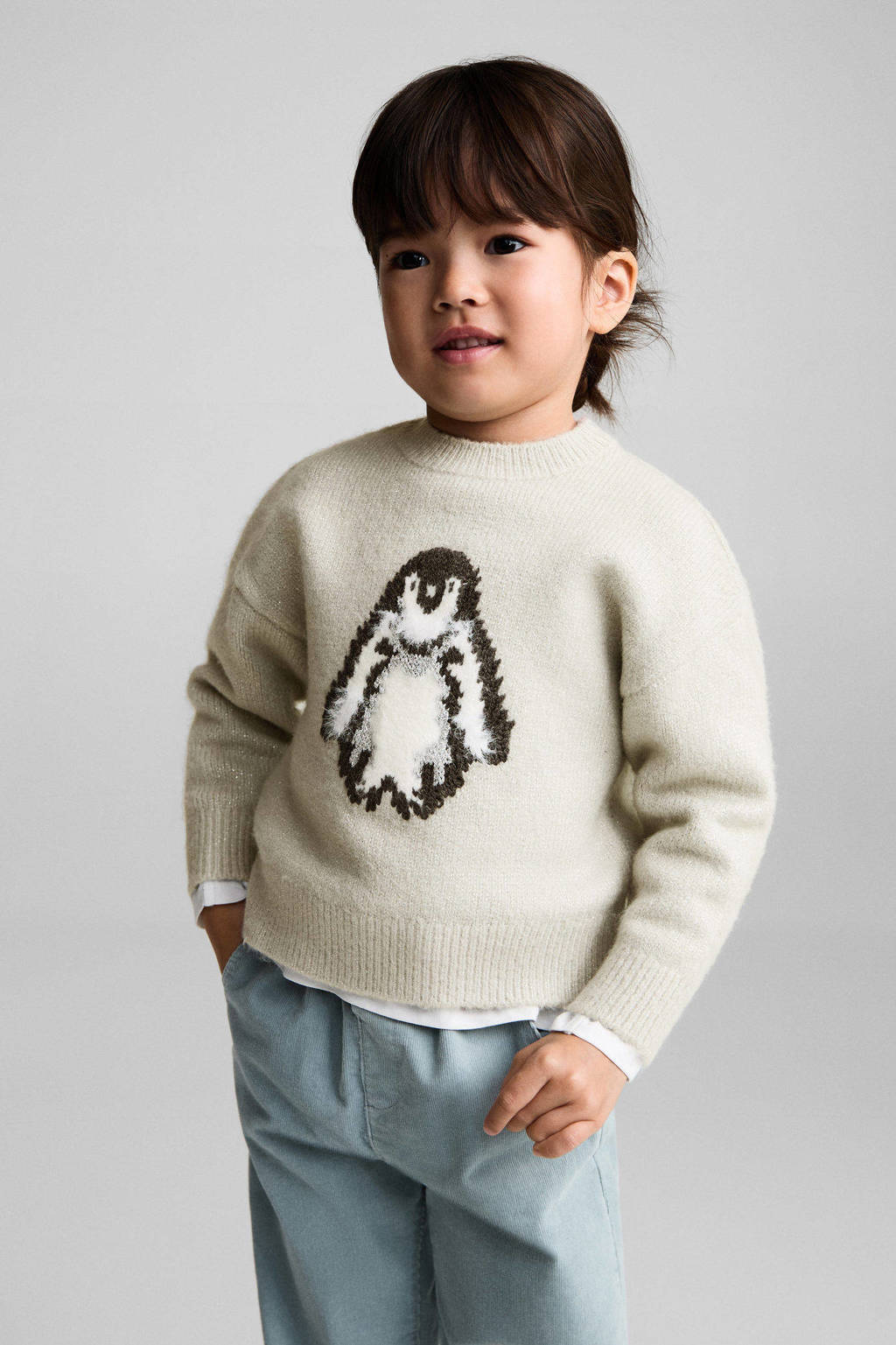 Mango Kids gebreide trui grijs