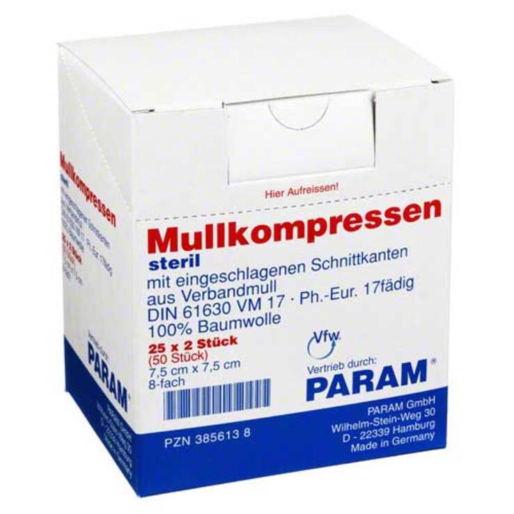 Mullkompressen 7,5x7,5 cm 8-fach steril, 25X2 St