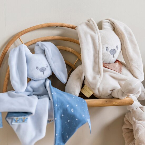Lapidou grand doudou lapin - Glow in the dark    Bleu pastel        65 cm   de               Nattou