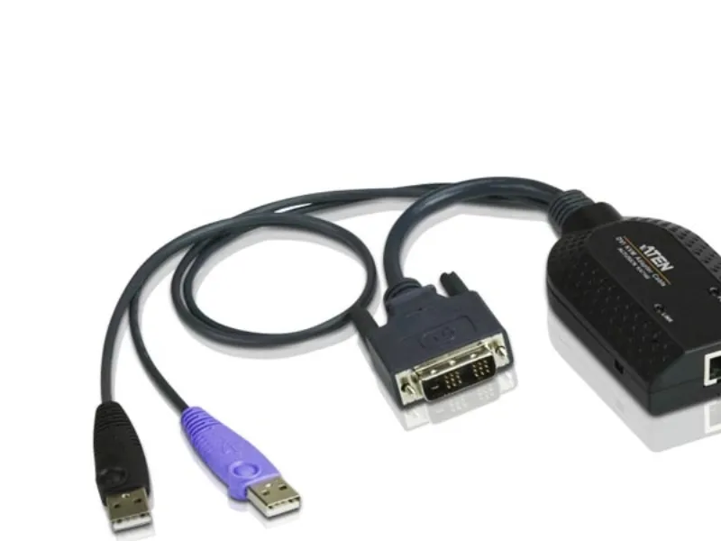 ATEN KA7166 - Kabel til tastatur / video / mus (KVM) - RJ-45 (hun) til USB, DVI-D (han)