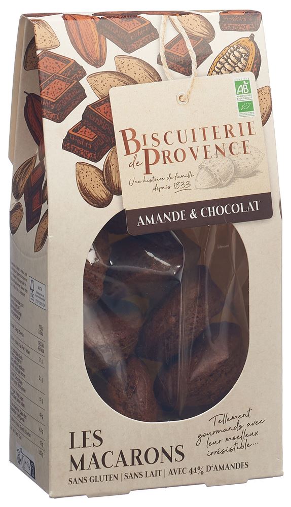 BISCUITERIE DE PROVENCE Makronen<br>130 g, Beutel, Mandel Schokolade glutenfrei Bio