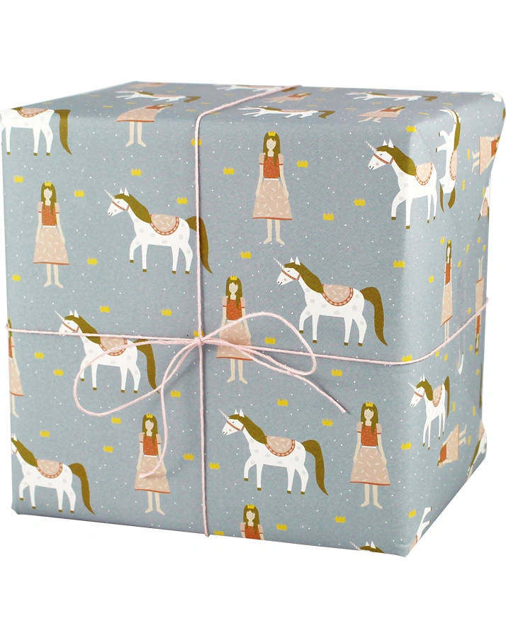 Geschenkpapier PRINZESSIN MIT EINHORN in bunt