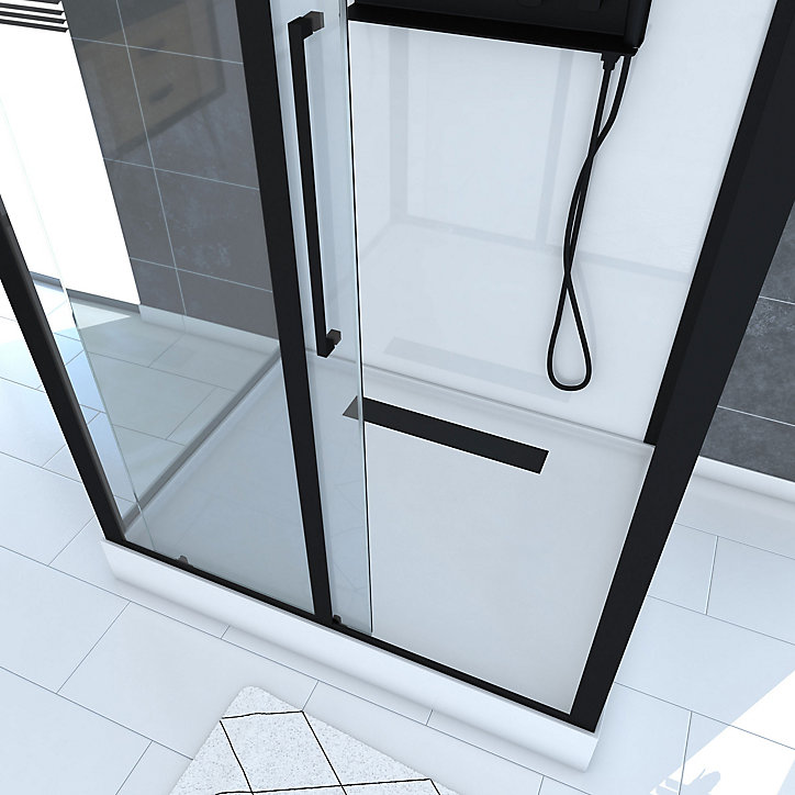 Cabine de douche rectangulaire blanc et noir Galedo Phantom 3 115 x 90 cm