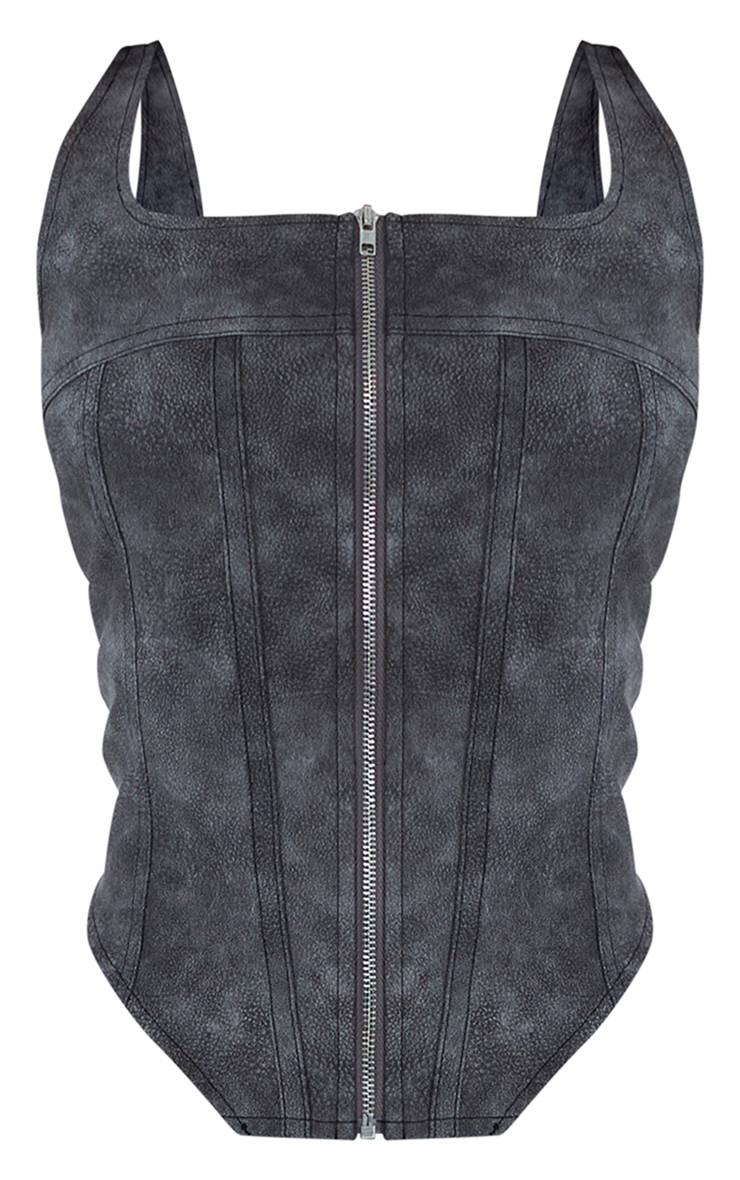 Top Corset Petite En Synthétique Avec Fermeture Éclair