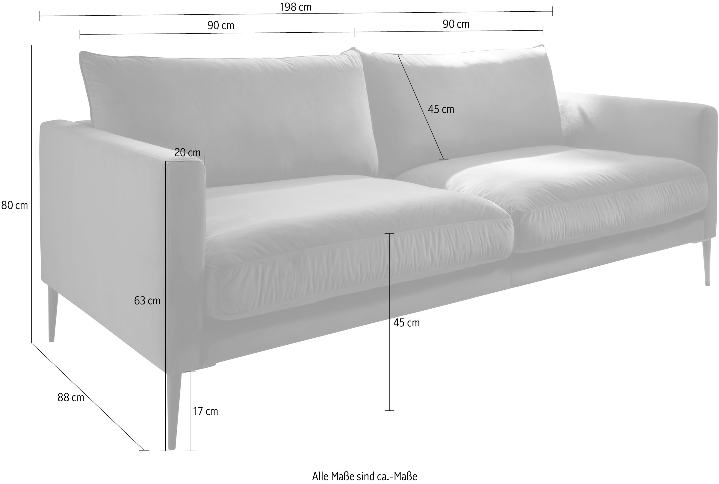 Trends by HG 3-Sitzer »Svea« mit Metallfuss, frei im Raum stellbar