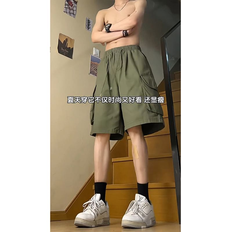 Giuliana - Effen cargoshorts met trekkoordtaille
