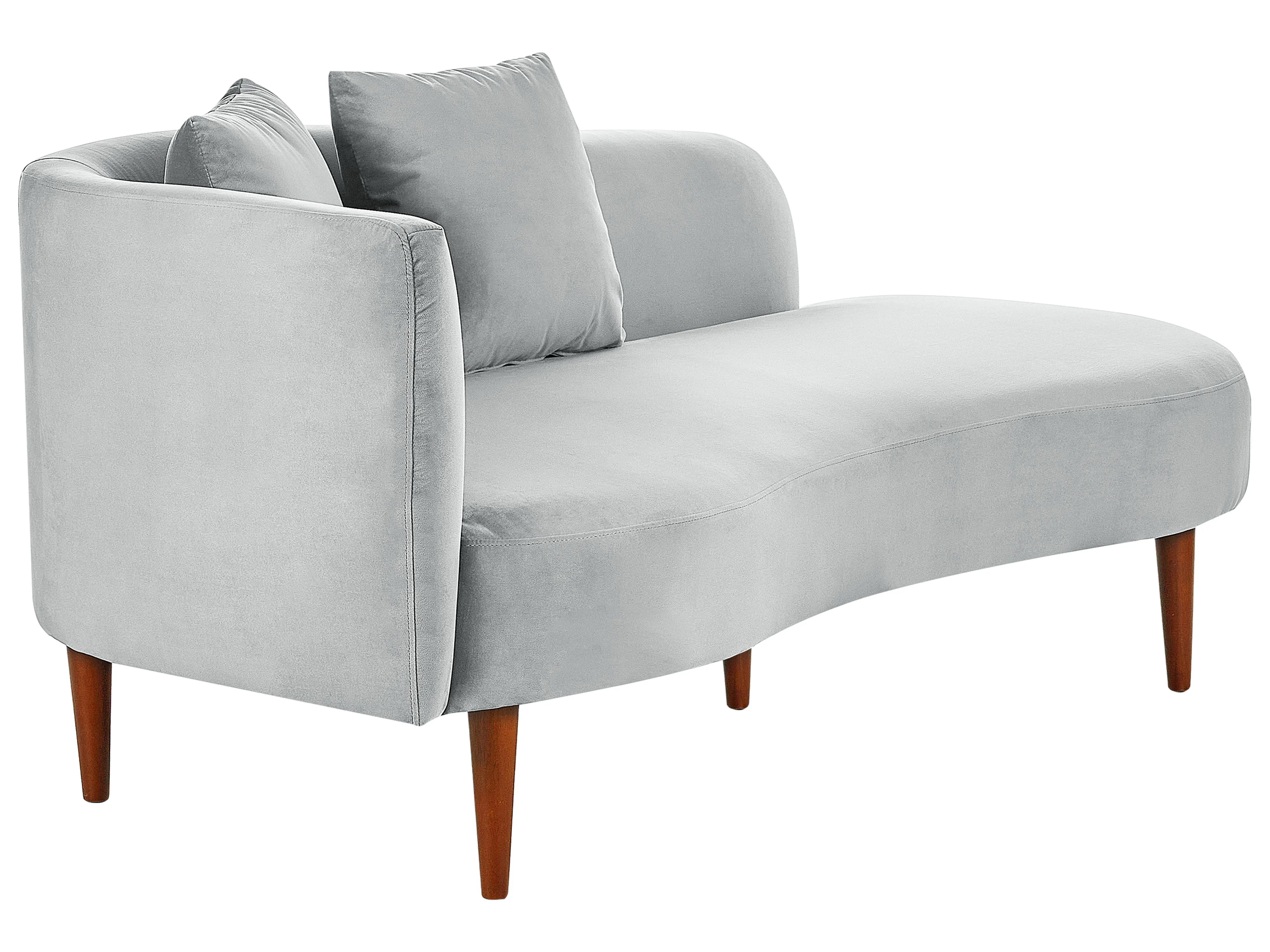Linkszijdige chaise longue CHAUMONT Fluweel Lichtgrijs
