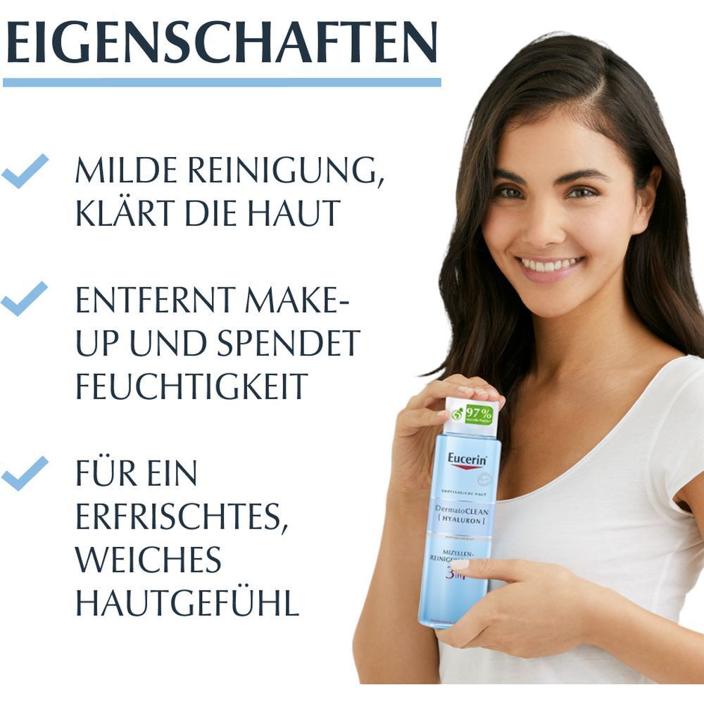 Eucerin® DermatoClean [HYALURON] Mizellen-Reinigungsfluid 3 in 1 – milde & gründliche Gesichtsreinigung