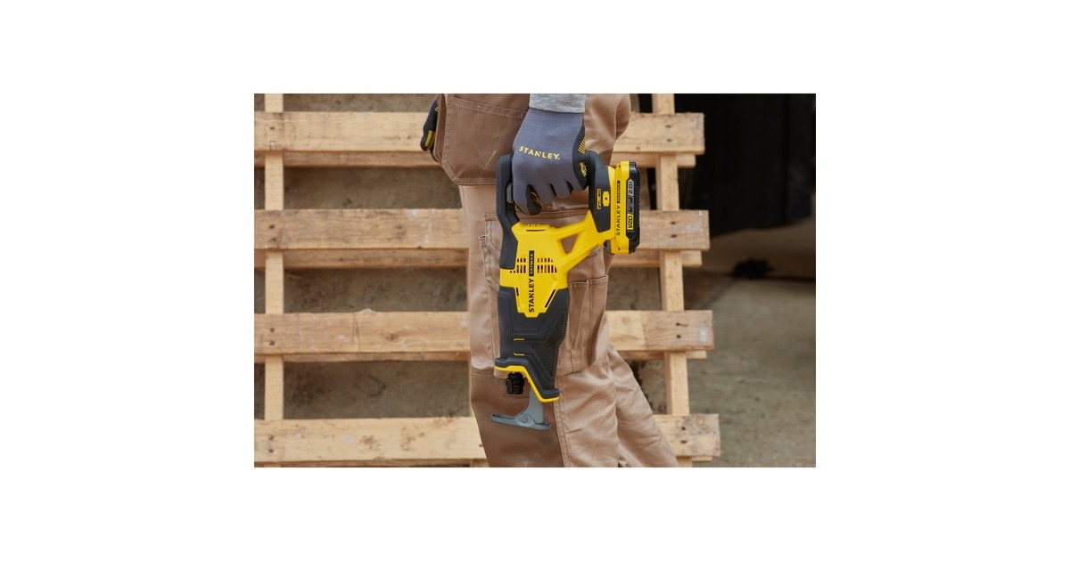 StanleyFATMAX V20 18V Reciprozaag  (Geel/zwart, Koffer, 2 accu's (2.0Ah) en oplader (2A) inbegrepen)