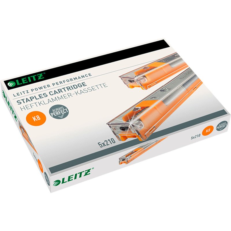 Agrafe Leitz K8 jaune - Lot de 5 cartouches