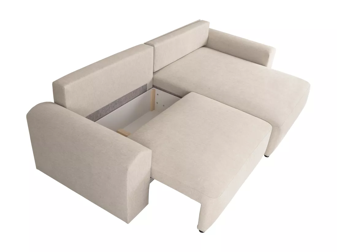 Canapé d'angle convertible et réversible en tissu beige ILANOR