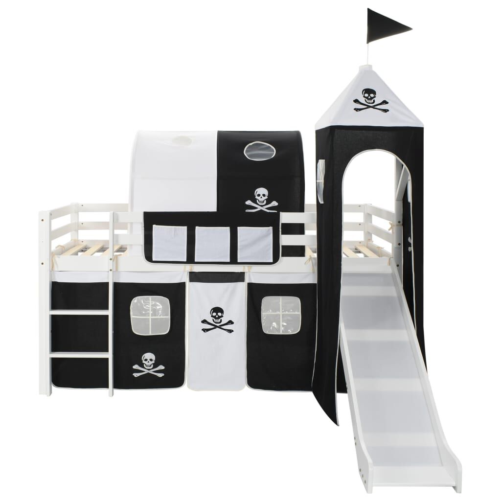 vidaXL Hoog kinderbedframe met glijbaan en ladder 97x208cm
