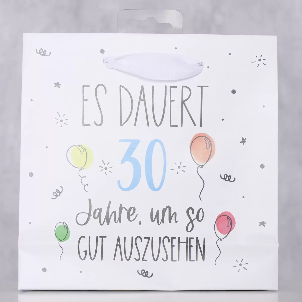 Geschenktüte '30' Geburtstag blau,weiss