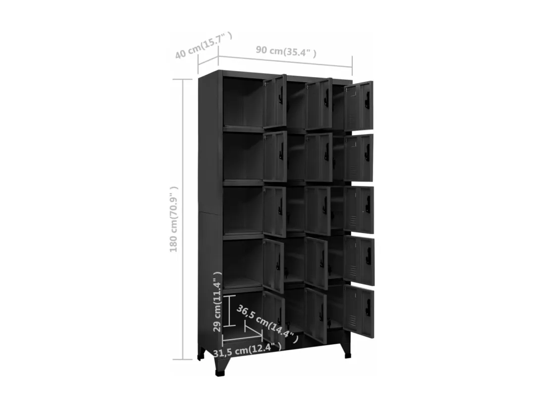 Armoire à casiers Anthracite 90x40x180 cm Acier