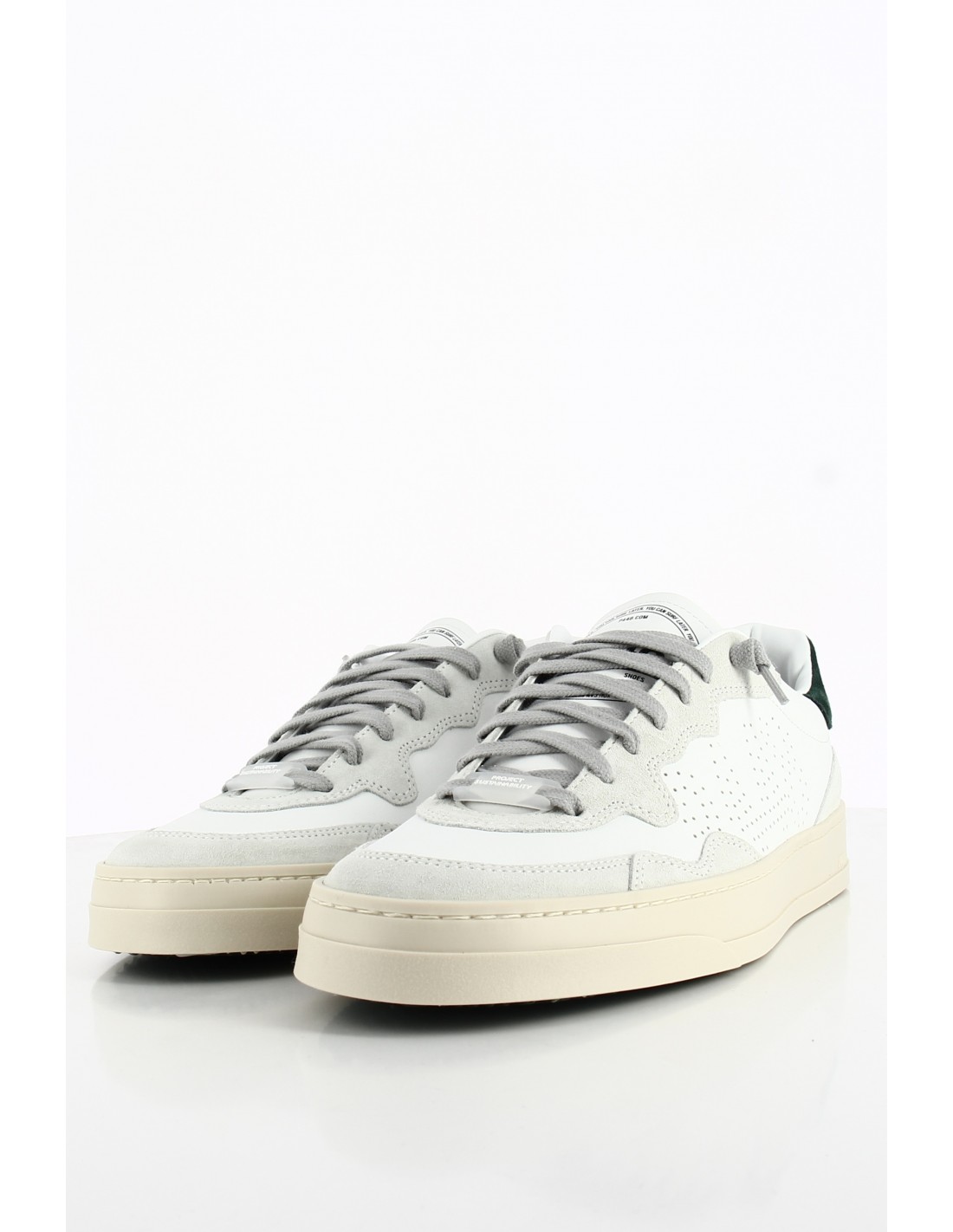 p448 Baskets de ville Homme Bali Blanc/Vert Cuir