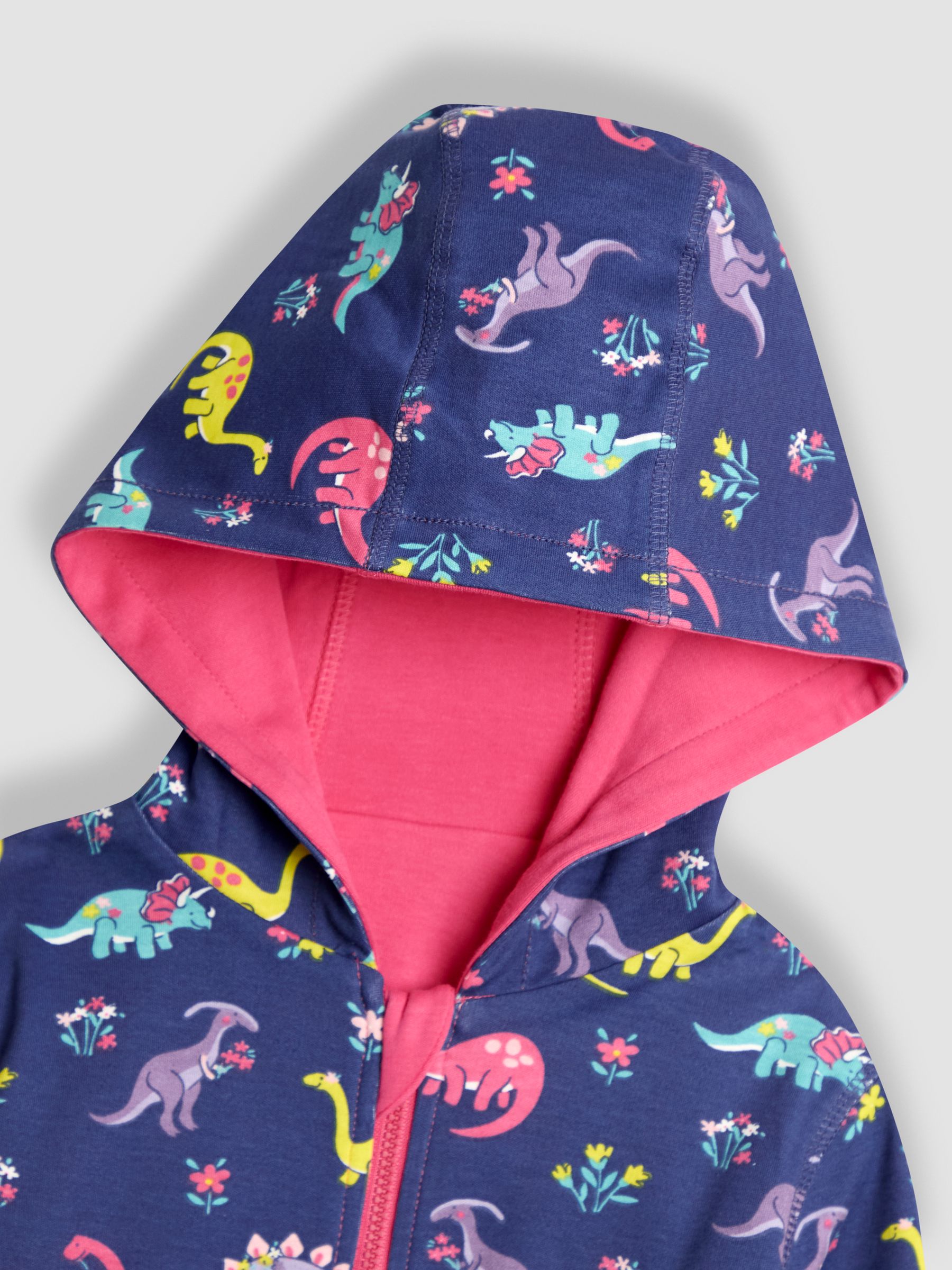 Fuchsiaroze dino - JoJo Maman Bébé - Omkeerbare hoodie met applicatie
