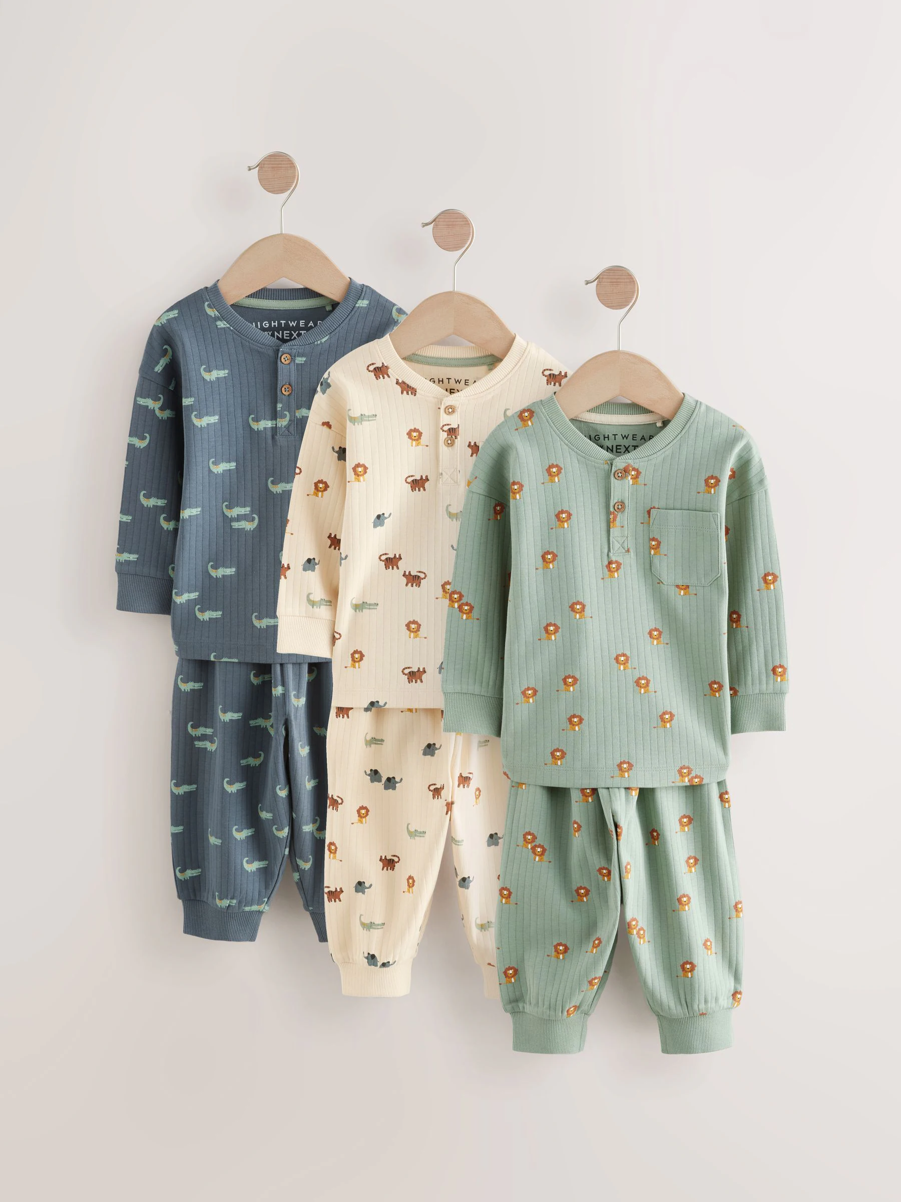 Blauw/ecru - Verpakking van 3 oversized pyjama's 3 (9mnd -10jr)