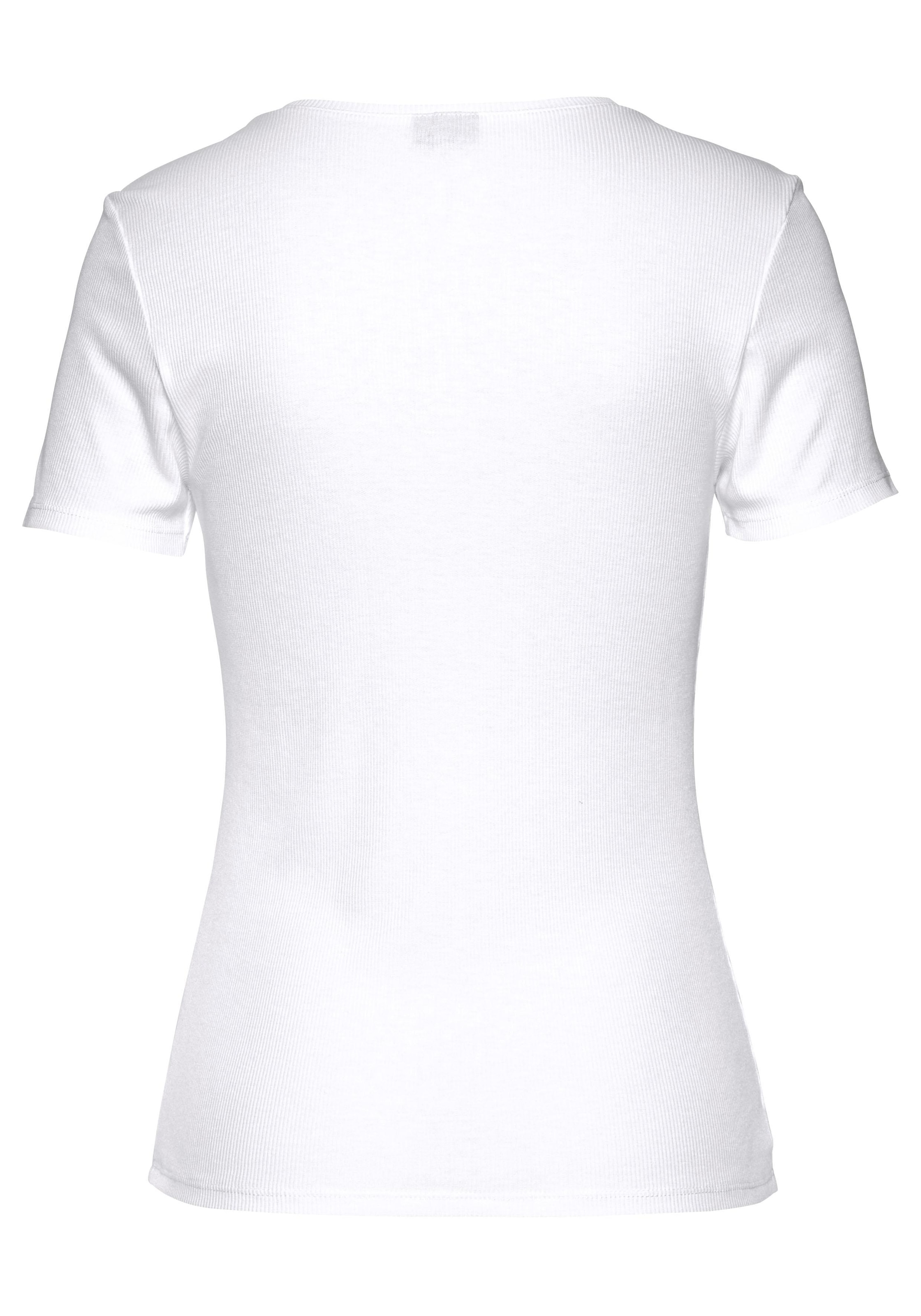 LASCANA T-Shirt , aus weicher Rippware