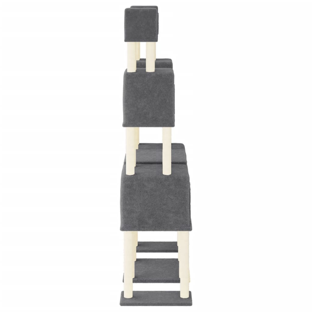 Arranhador para gatos vidaXL com hastes de sisal cinza escuro, 199 cm